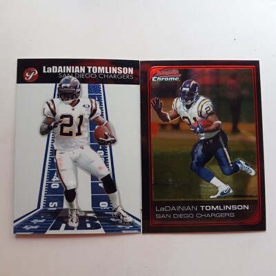 LaDainian Tomlinson 2006 Bowman Chrome #128 & 2004 Tops Pristine #25 (2)