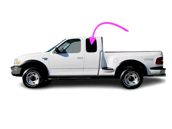 Fits: 1997-1998 Ford F150 & F250 Rear Left Quarter Window Glass Movable/Dark - Image 2 of 4