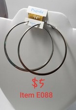 women's hoop flat round stainless steel medium 2 in diameter