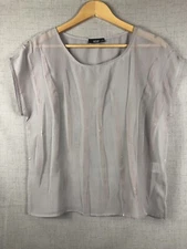 A.n.a A New Approach Woman’s Semi Sheer Wrinkle Blouse Gray Size Small