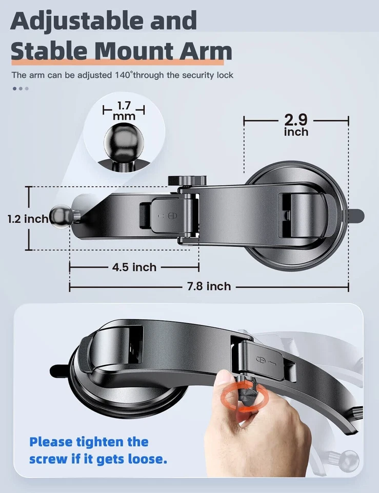 Ipad Holder, Dashboard Tablet Holder for Car Suction Cup Tablet Car Mount Black - Image 3 of 4