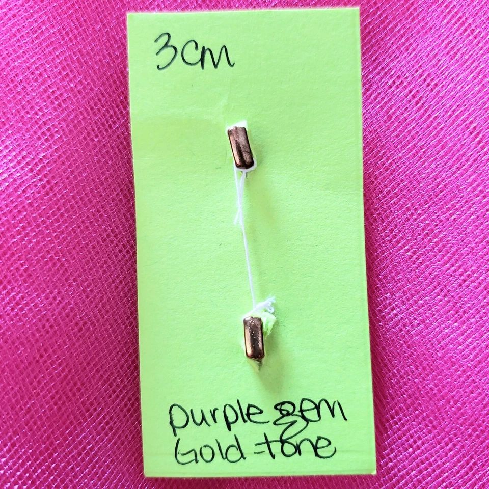 Vintage Purple Rhinestone Buttons 3cm Gold-Toned Surround Faceted Sewing Closure - Image 2 of 4