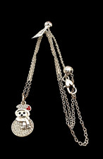 Brighton Lil Snowman necklace-silver color -crystals-Joy-Christmas Holiday
