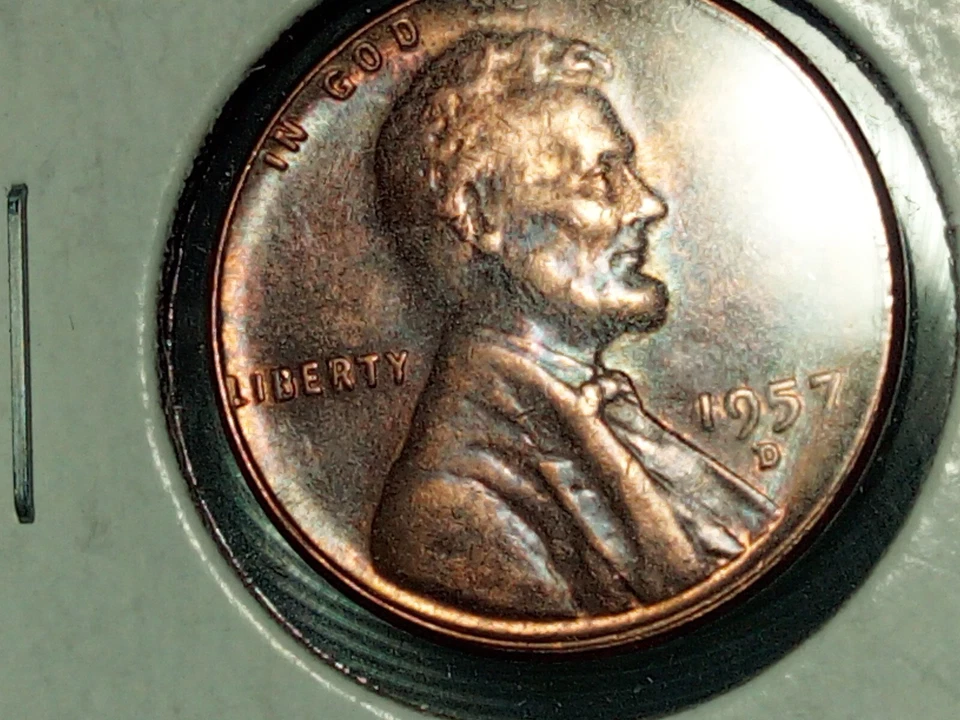 Mint Error Coin DDO 1957 Denver Lincoln Wheat Ear Red 1c Cent Uncirculated  - Image 4 of 4