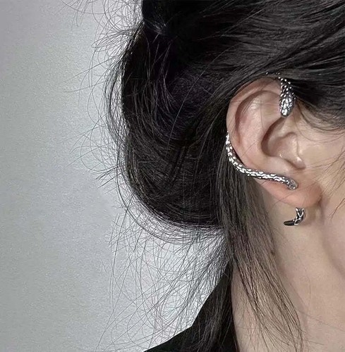 Snake Cuff Earring for Women Gothic Gold Silver Snake Shape Earrings Punk Snake - Picture 7 of 7