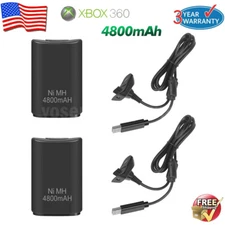 2x Rechargeable Battery Pack Charger Cable Dock for Xbox 360 Wireless Controller