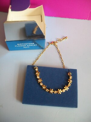 Avon Gold Color Flower Anklet NIB April Birthstone Color