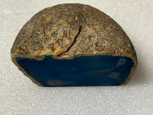 Natural Brazilian Banded Blue Agate Druzy Polished Geode Slice Gemstone ~ 3 x 4" - Picture 7 of 12