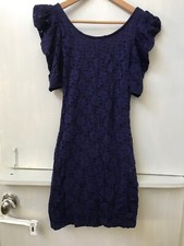 Papaya Fully Lined Floral Lace Overlay Short Sleeve Blue Dress Junior Size S