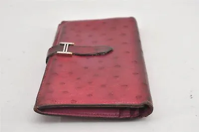 Kopen Authentic HERMES Bearn Soufflet Leather Long Wallet Purse Purple 4956G