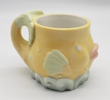 REED  BARTON Ceramic SEA TAILS Fish Cup Mug YELLOW