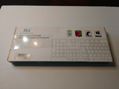 Rii Mixed Color LED Backlit Multimedia Gaming Keyboard NEW Open Box