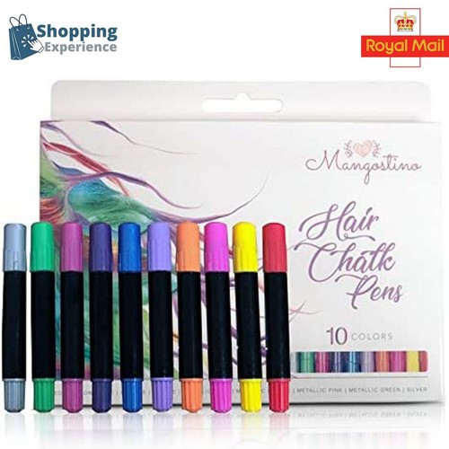 10 Colorful Hair Chalk Pens for Kids, Temporary Hair Coloring, Safe