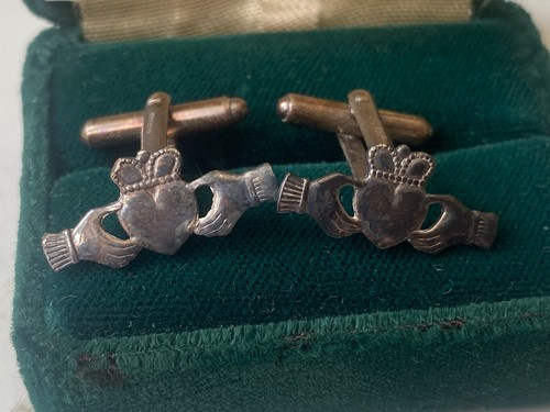 Vintage Irish Sterling Silver Claddagh Cuff Links - Picture 24 of 24