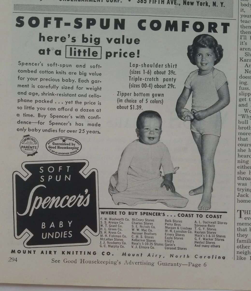 1954 Spencers soft spun baby little girls underwear vintage ad