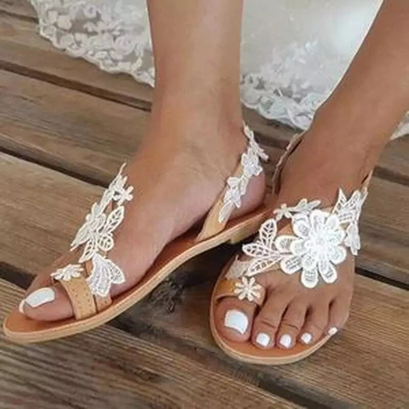 White flower sandals womens new arrivals