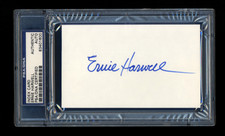 ERNIE HARWELL SIGNED MINT INDEX CARD PSA/DNA SLABBED AUTOGRAPHED DETROIT TIGERS