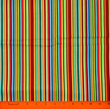 Rainbow Stripes Fabric - HALF YARD - 100% Cotton  Sewing Quilting Striped Small