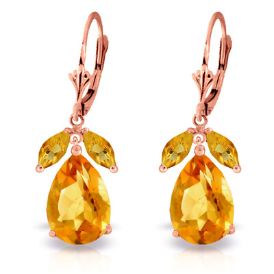 14K. GOLD LEVERBACK OHRRING MIT NATÜRLICHEN CITRINEN