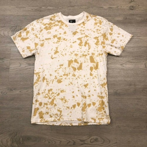 Gold Splatter Print T Shirt White 