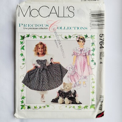 Vintage 90s Girls Dress Pattern 4T McCall's 5764 | eBay