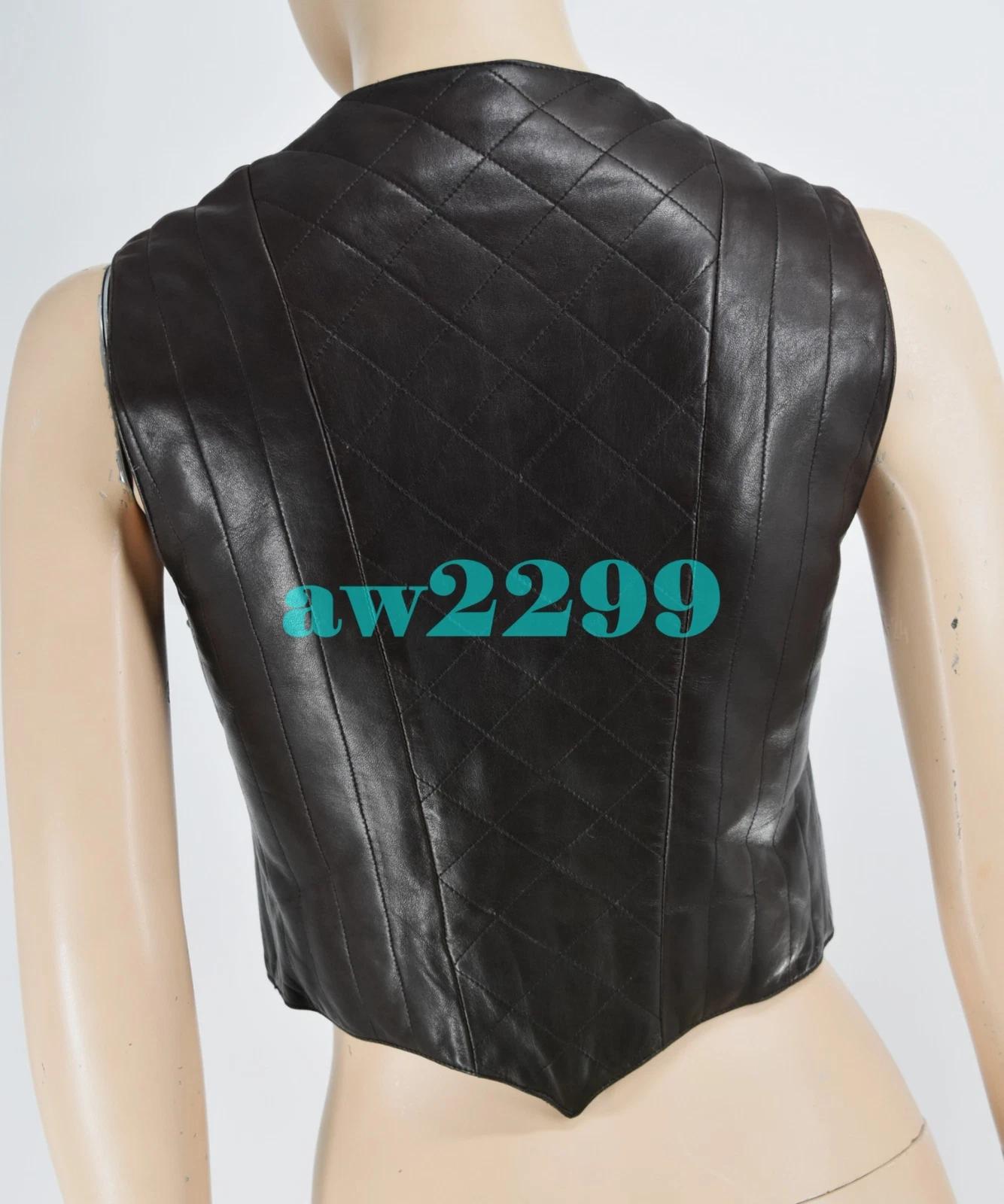 Gilet CHANEL 93A Vintage Pelle d'Agnello Trapuntato CC Top 36 38 Oggetto da Collezione Marrone