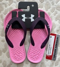 Under Armour Flip Flop Girls 13 UA G ATLANTIC DUNE II T Pink Plum Purple Sandal