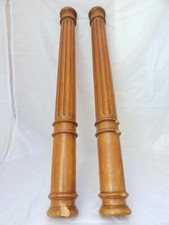 Antica coppia colonna colonna colonna legno noce intagliato tornito 19° francese 26,4" incidenti
