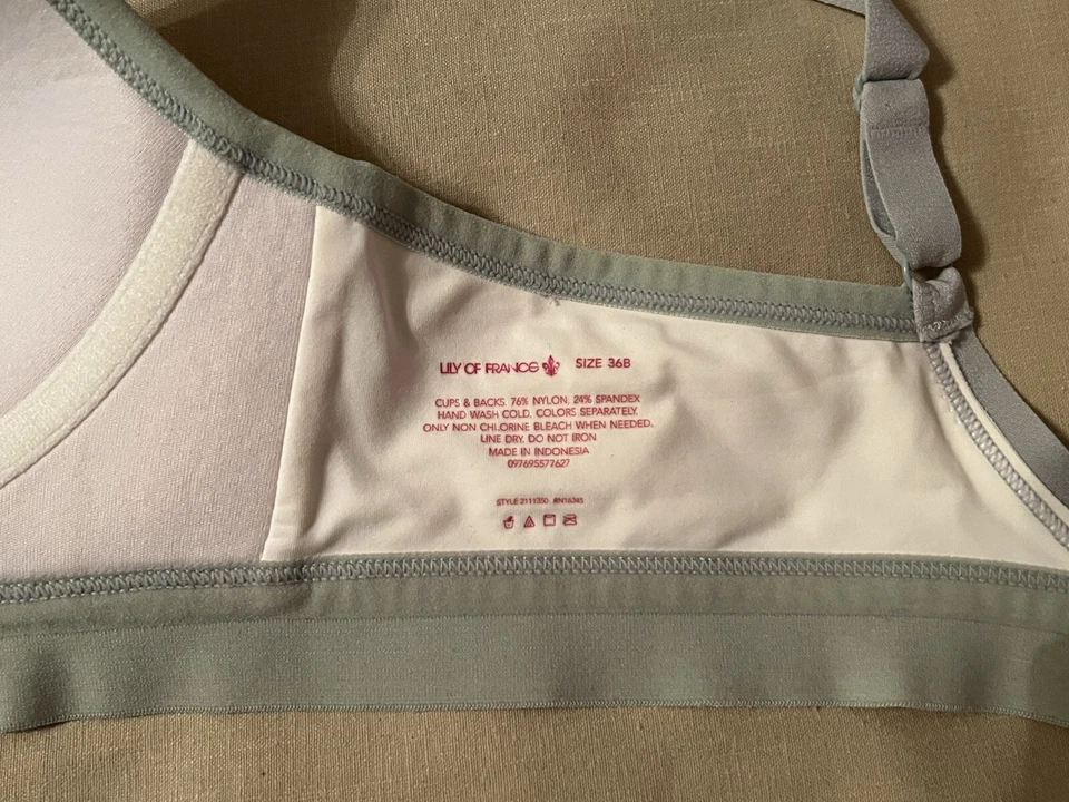Sujetador deportivo Lily of France blanco gris 36B Foto 3 de 3