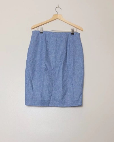 Banana Republic Blue Flannel Italian Fabric Wool Skirt UK 4 US 0 BNWT - Picture 5 of 11