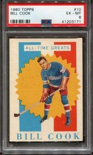1960-61 Topps #10 Bill Cook New York Rangers – All-Time Great - PSA 6 ExMt
