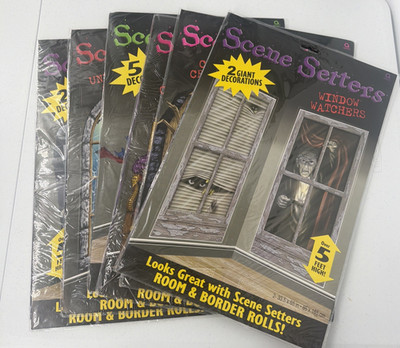 6 Amscan Giant Halloween Scene Setters Ghost Bats Skelton Gravestone Owl Coffin