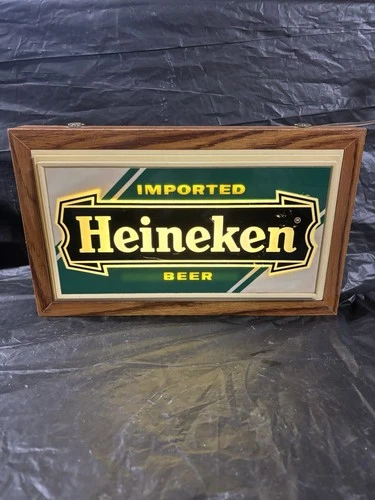 VINTAGE HEINEKEN IMPORTED BEER LIGHT UP SIGN Bar Man Cave Decor Tested Works