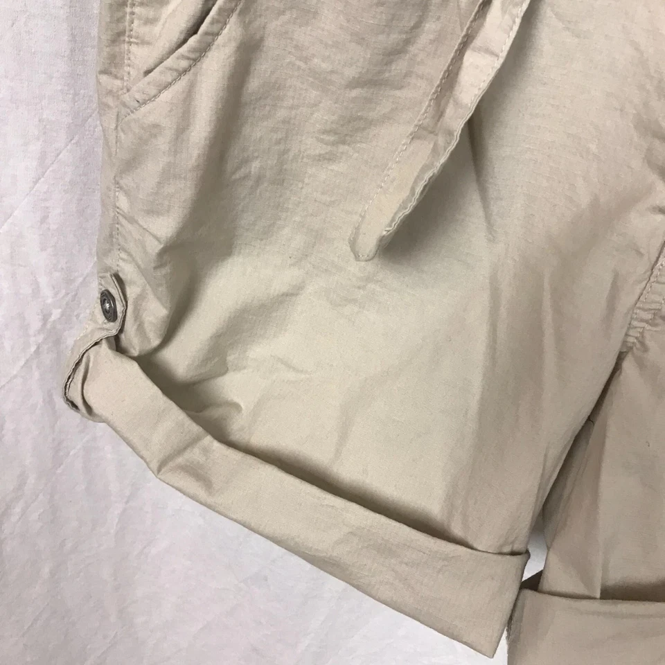 Columbia Mujer Cinturón Caqui Chino Corto Puño Dobladillo Mezcla Algodón Informal Talla 8 Foto 3 de 4