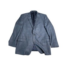 Jos A Bank Reserve Blazer 48L Blue Brown Plaid Wool Made in USA Italian Fabric