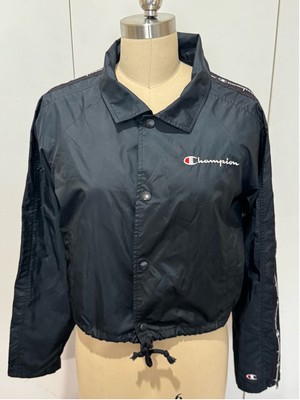 Women's Champion Black cropped zip front windbreaker Jacket Size S