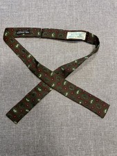Mid-century Style Brown Silk Slim Square End Bow Tie Excellent Condition