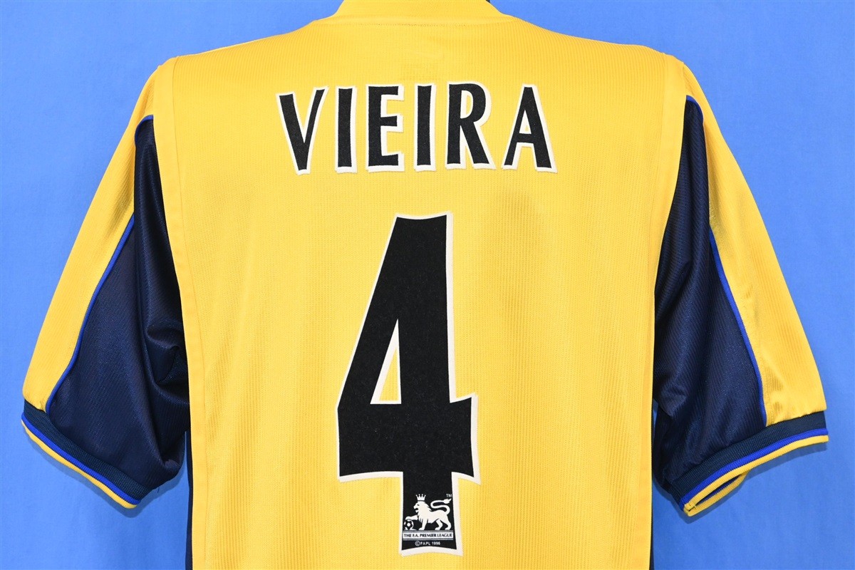vintage 90s NIKE ARSENAL FC SEGA VIEIRA #4 AWAY SOCCER JERSEY t