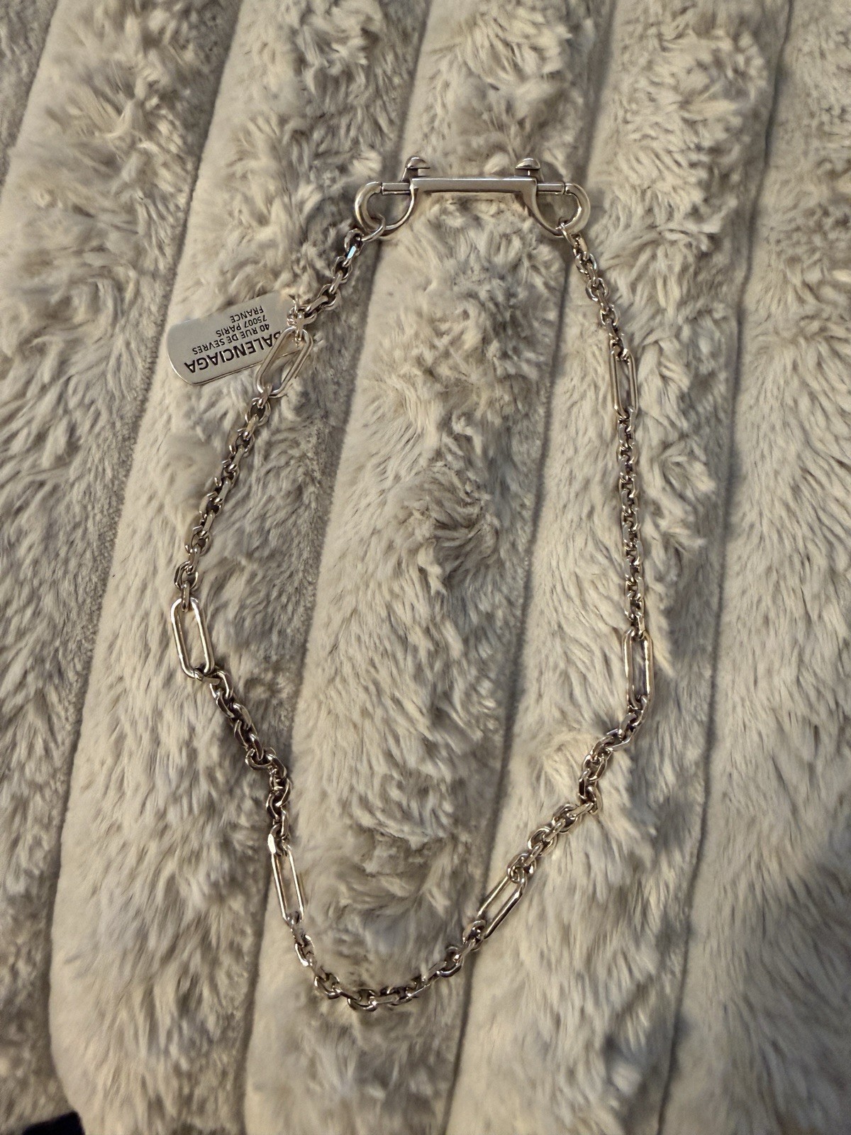 Pre Owned Balenciaga Silver Dog Tag Necklace with Thick Clip thumbnail 4