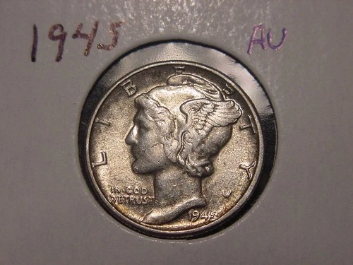 1945 MERCURY DIME AU POPULAR DATE SHIPS FREE