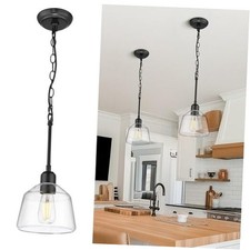 Black Pendant Lights Kitchen Island, 7.5" Hanging Light 1-Pack Matte Black
