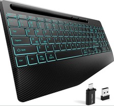 Hamile Wireless Keyboard Mouse Combo 2.4G 7 Color Comfortable Breathing Black