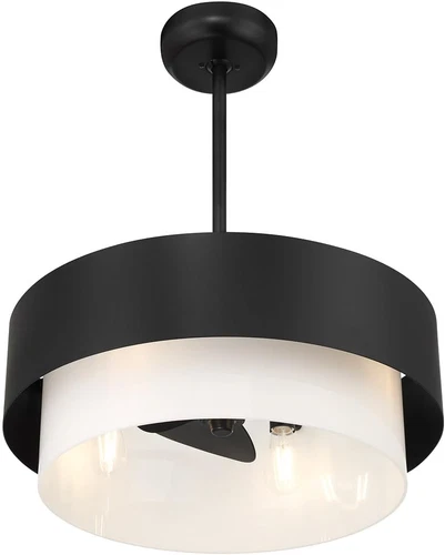 Diana Fandelier Mid-Century Chandelier Ceiling Fan, Matte Black - Picture 3 of 6