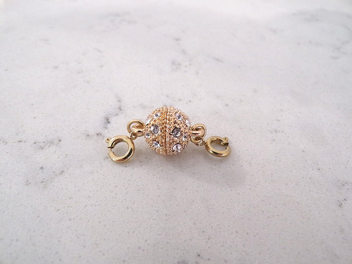 Vtg Gold Plated Crystal Extra Strong Magnetic Jewelry Clasp Extender