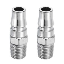 2Pcs 1/4 Inch Industrial Air Plug Fittings Quick Connect Male Adapters