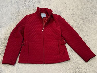 Classic Elements Quilted Jacket WomensMedium Red Full Zip Long Sleeve Winter