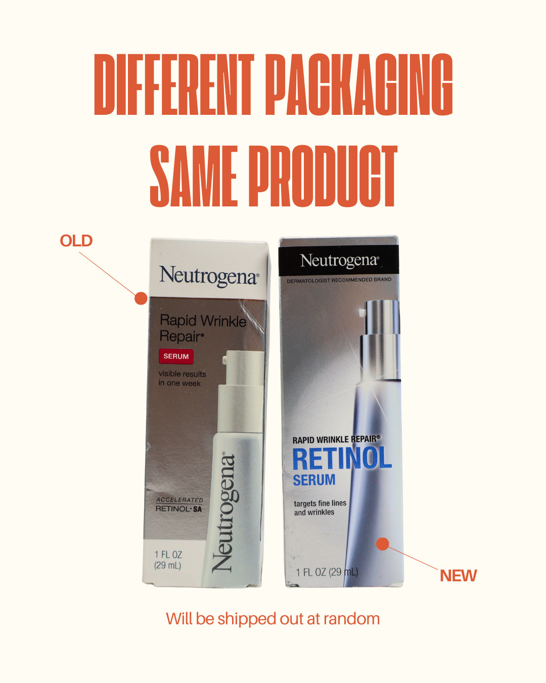 Neutrogena Rapid Wrinkle Repair Anti-Wrinkle Retinol Serum 1 oz NEW DAMAGED BOX