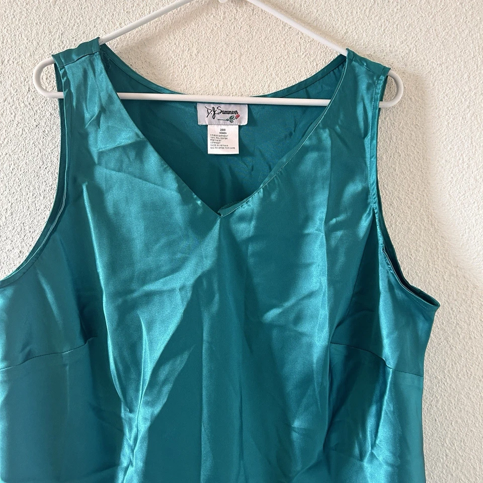 Camiseta sin mangas DJ.Summers de colección para mujer 20 W verde azulado satinado fiesta fecha sexy sedosa Foto 3 de 4