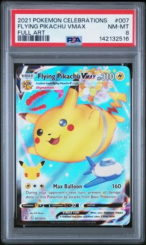 2021 POKEMON CELEBRATIONS #007 FULL ART/FLYING PIKACHU VMAX PSA 8