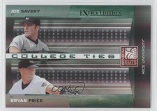 2008 Donruss Elite Extra Edition College Ties Green Joe Savery Bryan Price z6b